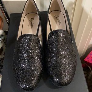 Seychelles Black Glitter Loafers